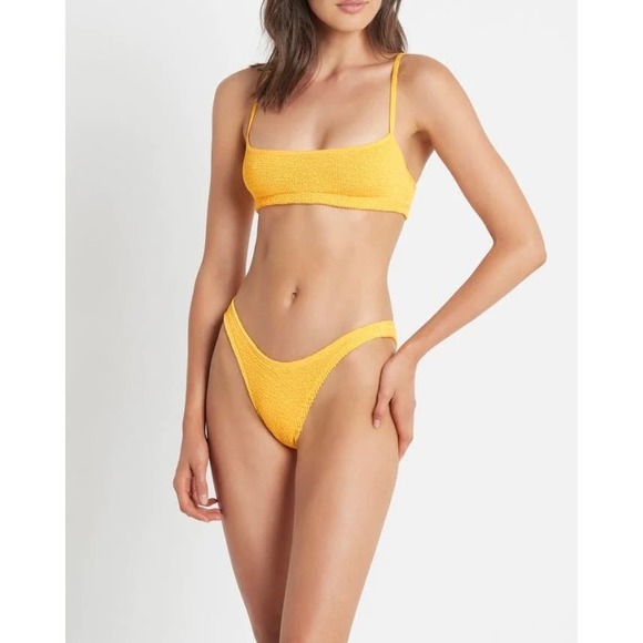 BOND-EYE Strap Saint Crop Bikini Top Womens One Size Sunny Eco Yellow NWT - Picture 1 of 9